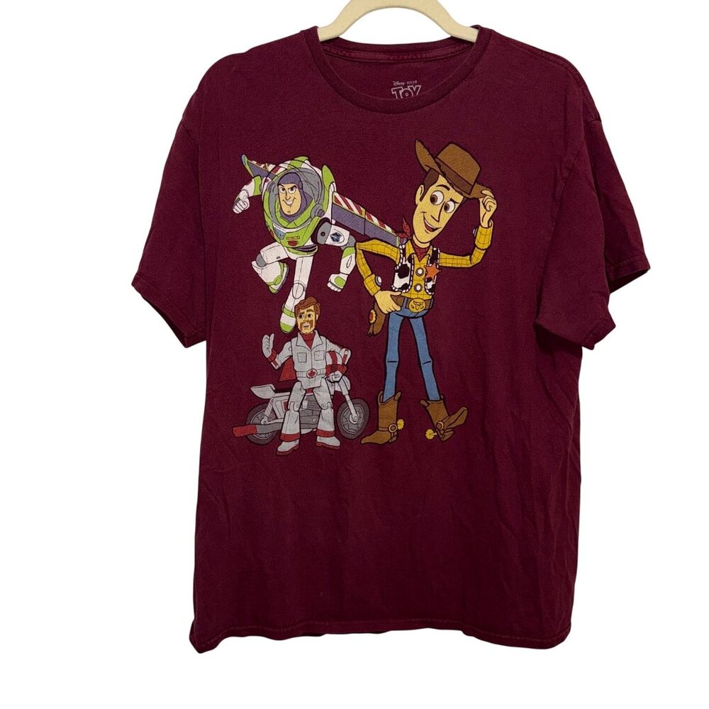 Disney Pixar Toy Story Graphic T-Shirt Maroon Crewneck Short Sleeve Mens Size L